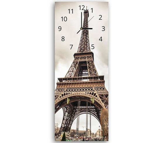 Horloge Murale Tour Eiffel Style Classique Et Élégant 30 X 90 Cm Marron