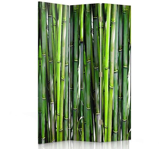 Paravent Bambou Élégant Pour Intérieur Zen Et Naturel 110 X 180 Cm - 2 Faces R° V° + 360° Vert
