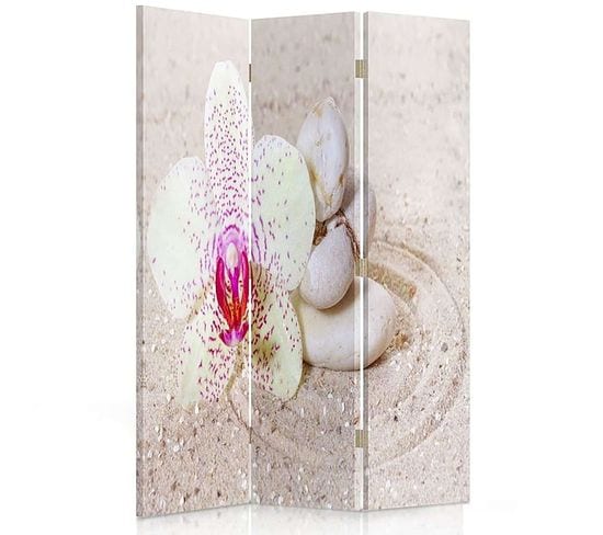 Paravent Zen Sable Floral Pour Une Ambiance Apaisante 110 X 150 Cm - 1 Face Déco Beige