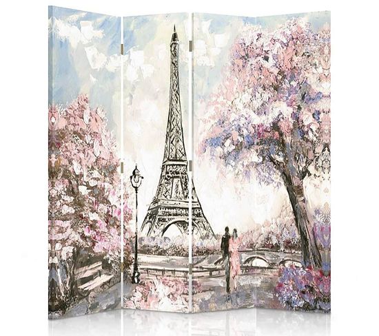 Paravent Printemps à Paris - Élégance Et Romance Chez Vous 145 X 150 Cm - 1 Face Déco Rose