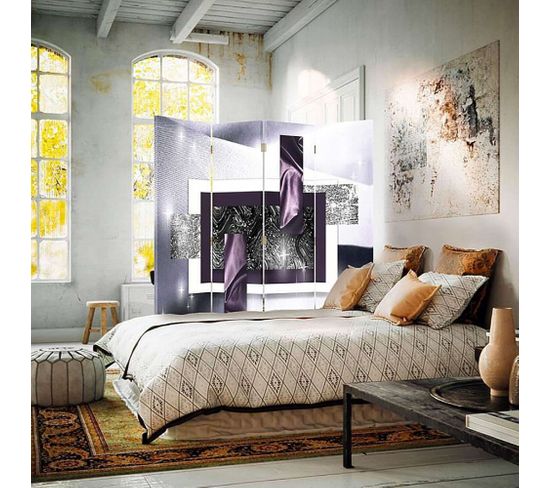 Paravent 4 Volets Espace Abstrait 145 X 180 Cm - 2 Faces R° V