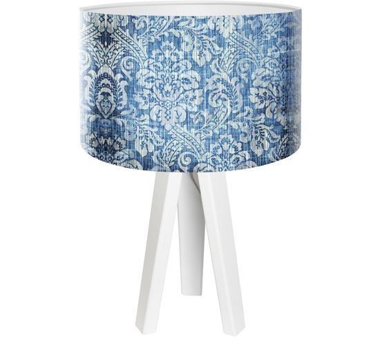 Lampe De Chevet Bois Bleu 30x30x45cm