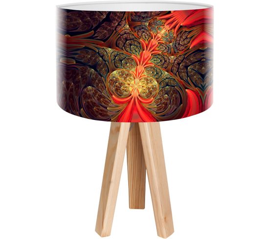 Lampe De Chevet Bois Rouge 30x30x45cm