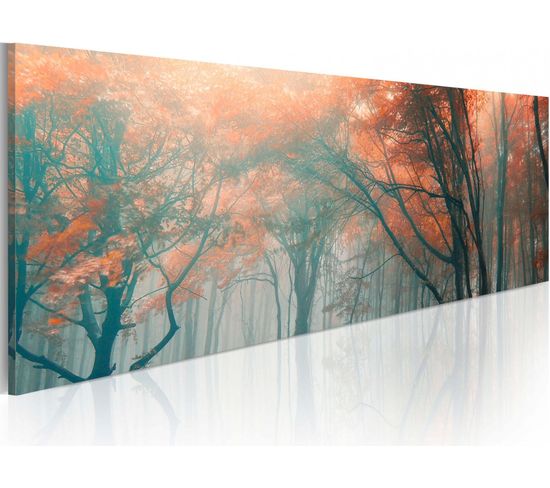 Tableau Brouillard D'automne 135 X 45 Cm Orange