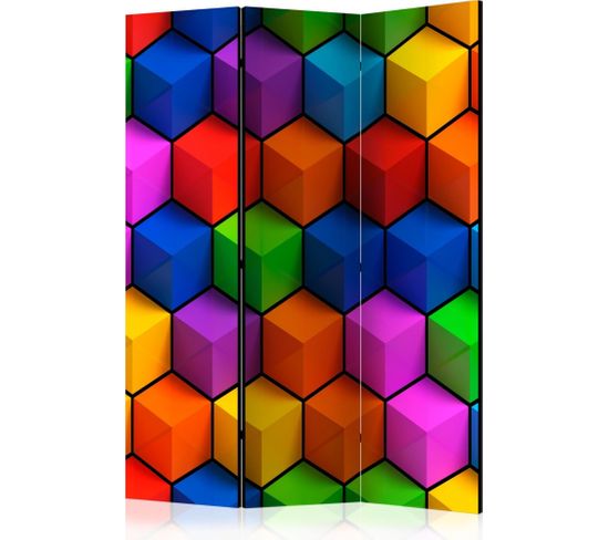Paravent Boîtes Géométriques Colorées 3 Volets