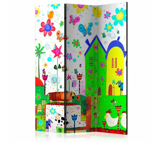 Paravent Toile Enfant Happy Farm Multicolore 135x172