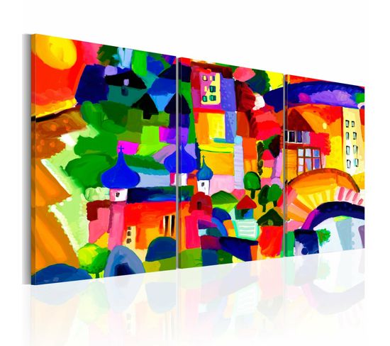 Tableau Ville Colorée 60 X 30 Cm Multicolore