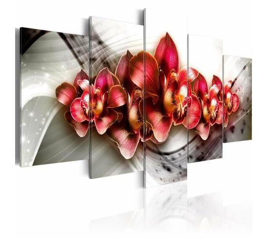 Tableau Empire De L'orchidée 100 X 50 Cm Rouge