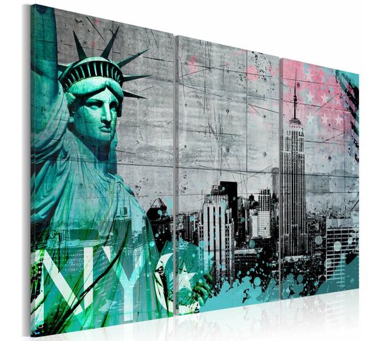 Tableau Collage De New York Iii 90 X 60 Cm Gris