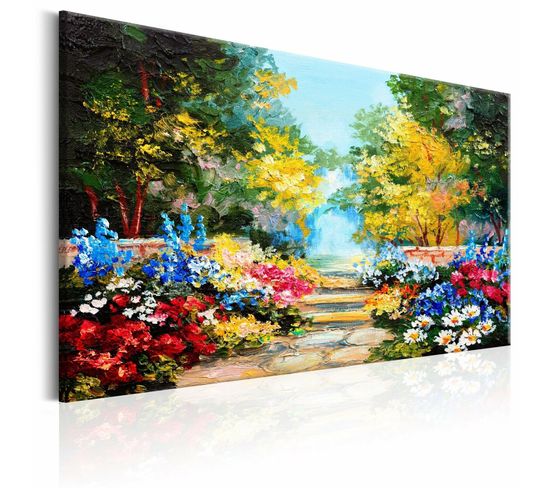 Tableau L'allée Des Fleurs 120 X 80 Cm Multicolore