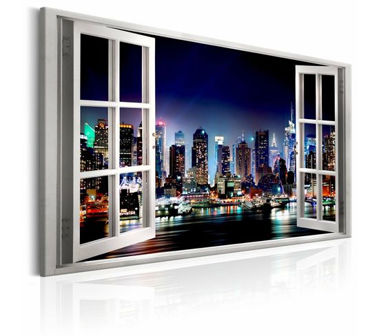 Tableau Vue Fenêtre De New York 90 X 60 Cm Noir