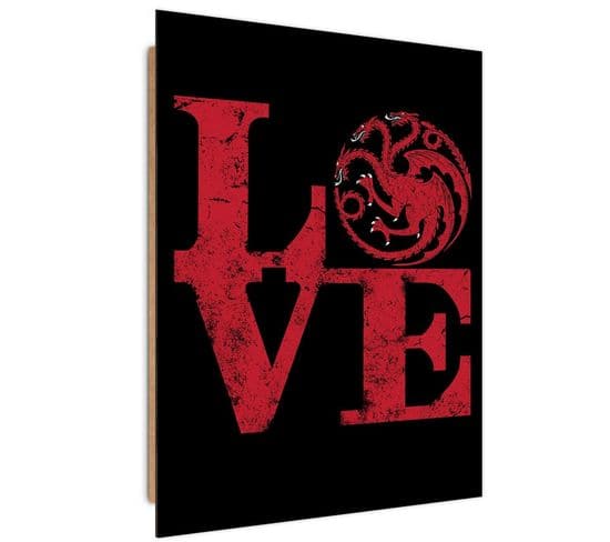 Tableau Bois Game Of Throne Love 70 X 100 Cm Rouge