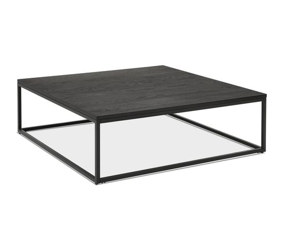 Table Basse Design Carré Métal Et Bois Noir L110cm