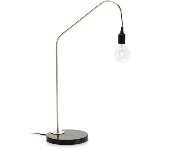 Lampe De Table Marbre Noir 35x25x58cm