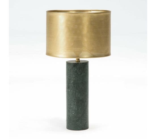 Lampe De Table Marbre Vert 11x11x40cm
