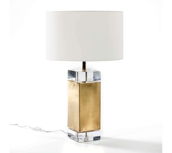 Lampe De Table Sans Abat-jour En Métal Doré Et Acrylique 13x13x50