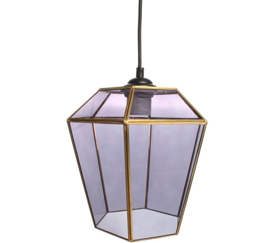 Lampe Suspendue Verre Gris 22,5x22,5x26cm