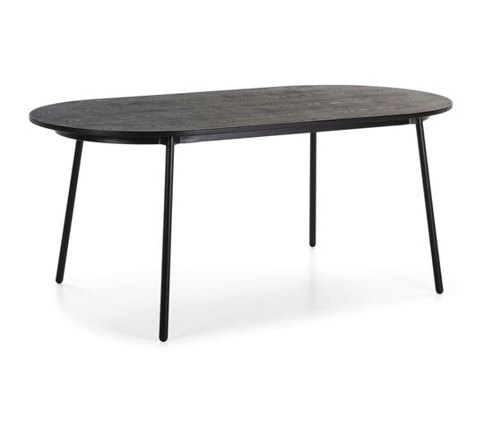 Table En Métal Et Bois Noir 180x90x76