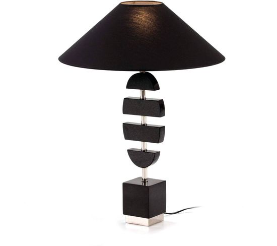 Lampe Sans Abat-jour Granit Métal Noir Argent 14x10x55
