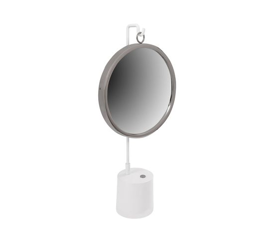 Miroir De Table Rond Blanc, Argent 13x30x65cm