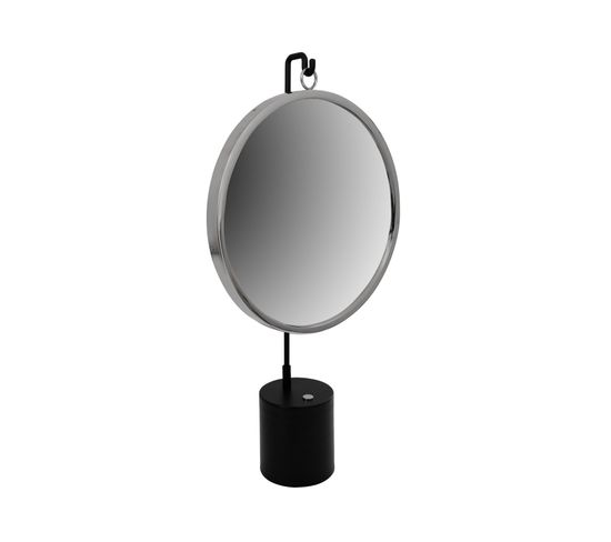 Miroir De Table Rond Noir Argent 14x41x75cm