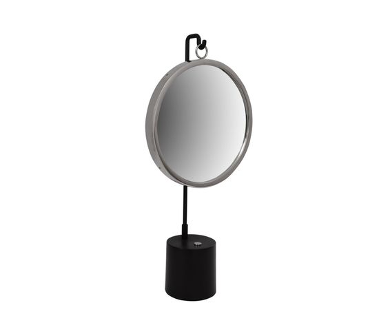 Miroir De Table Rond Noir Argent 13x30x65cm