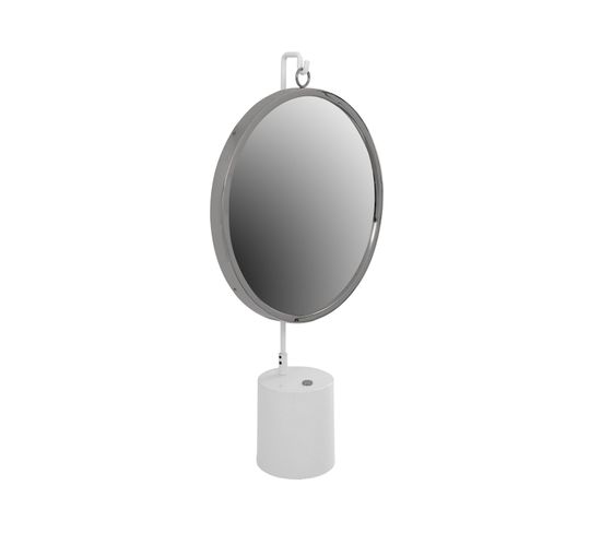 Miroir De Table Rond Argent Blanc 14x41x75cm