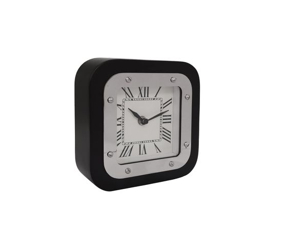 Horloge De Table Argent Et Noir 5x17x17