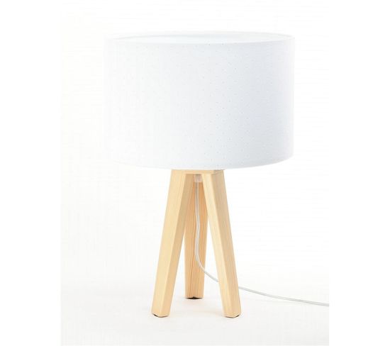 Lampe De Table Tissu Blanc 30x30x46cm