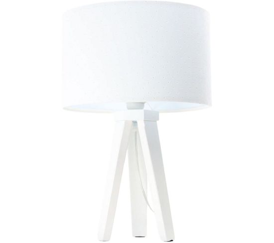 Lampe De Table Tissu Blanc 30x30x46cm