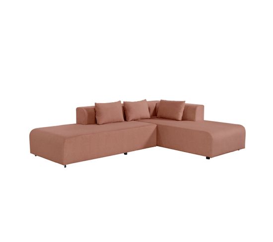 Ribol - Canapé D'angle Droit Convertible 4 Places En Tissu, Made In France - Terracotta