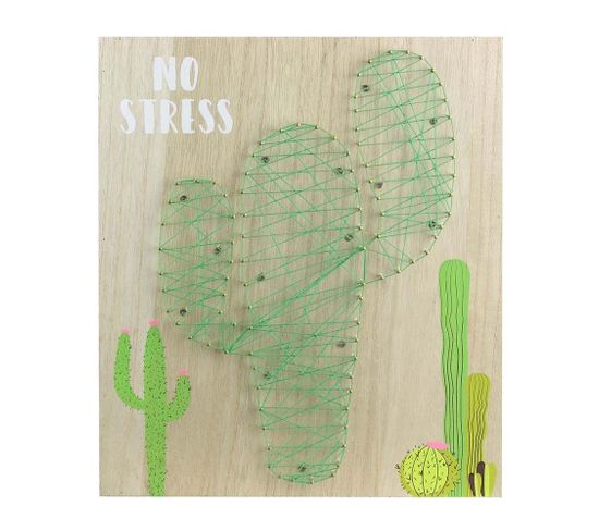 Cactus Lumineux Sur Chassis En Bois No Stress 35 Cm
