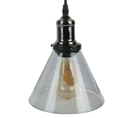 Lampe Suspension En Verre "entonnoir" 18cm Gris