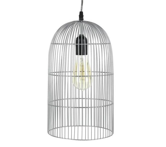 Lampe Suspension "haute Cage" 38cm Argent