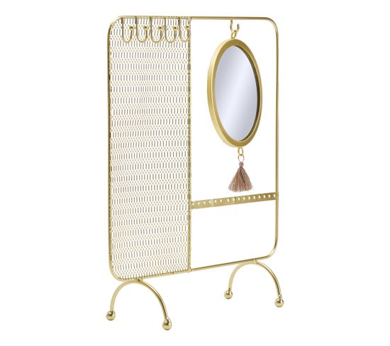 Porte-bijoux et Miroir Design "filaire" 35cm Or