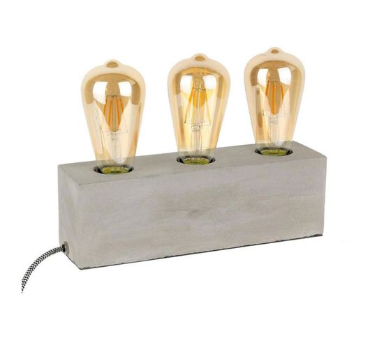 Lampe à Poser 3 Ampoules "beton" 27cm Gris