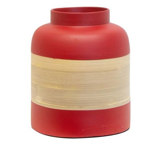Pot Décoratif "bambou" 22cm Rouge