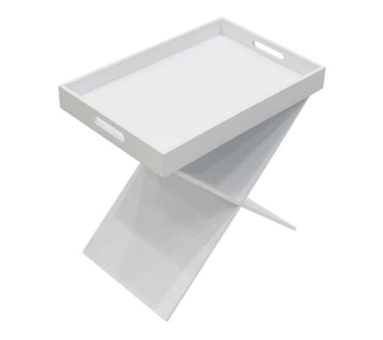 Table D'appoint "plateau Amovible" 48cm Blanc