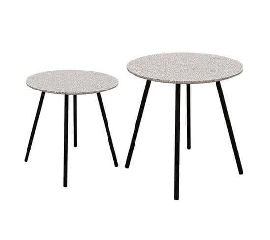 Lot De 2 Tables D'appoint Design "pluton" 48cm Gris