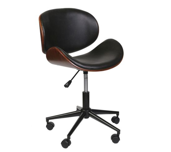 Chaise De Bureau Réglable Design Rétro Reno - Noir Effet Vielli