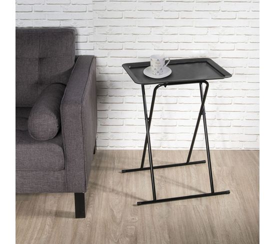 Table D'appoint Pliable Design Zoé - L. 53 X H. 66 Cm - Noir
