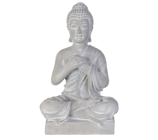Statuette Déco "bouddha Assis" 27cm Gris