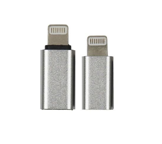 Lot De 2 Adaptateurs USB "port Lightning" 2cm Gris