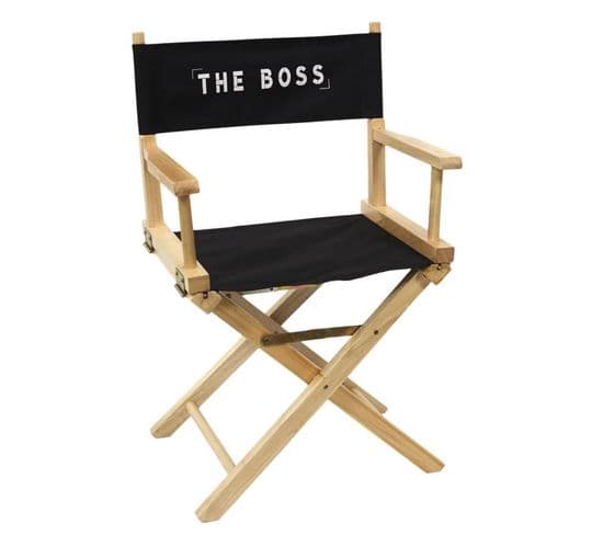 Chaise De Bureau "the Boss" 83cm Noir et Naturel