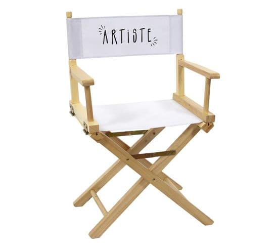 Chaise De Bureau "artiste" 83cm Blanc Et Naturel