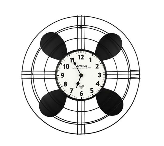 Horloge Murale Déco "hélice Vintage" 60cm Noir