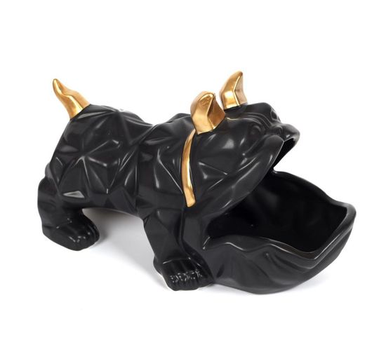 Statuette Et Vide-poche "bulldog" 30cm Noir