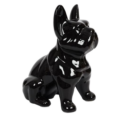Statuette Déco En Céramique "bulldog" 30cm Noir