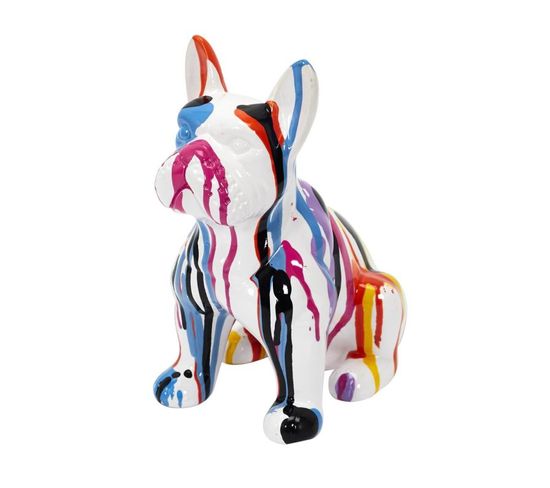 Statuette Déco "bulldog Coulures" 20cm Multicolore