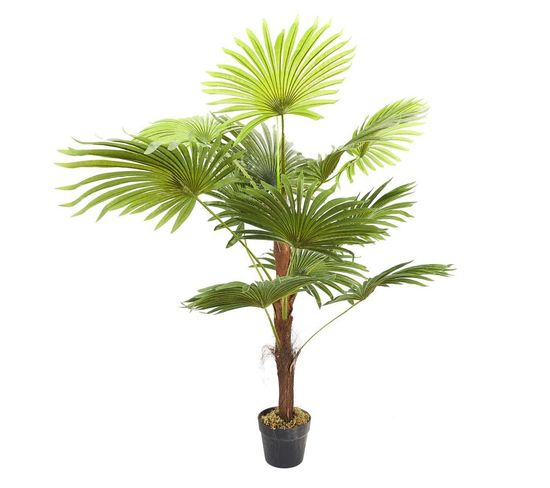 Plante Artificielle En Pot "palmier" 135cm Vert et Noir